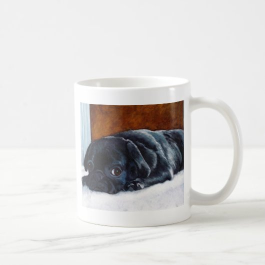 Schwarzer Mops-Welpe Kaffeetasse (Rechts)