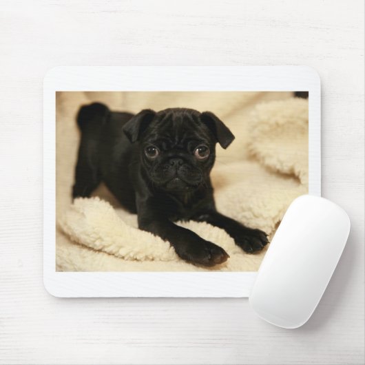 Schwarzer Mops-Welpe Mousepad (Mit Mouse)