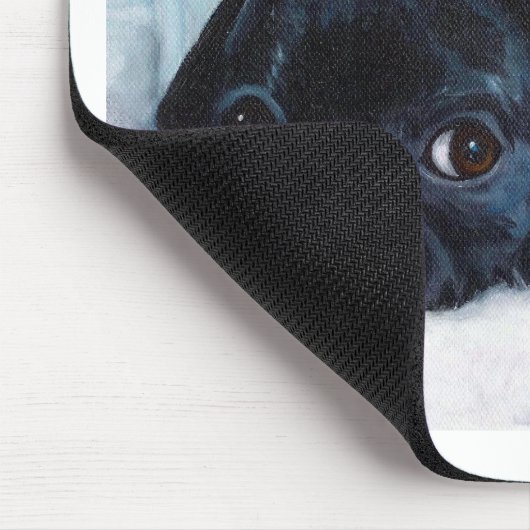 Schwarzer Mops-Welpe Mousepad (Ecke)