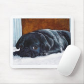 Schwarzer Mops-Welpe Mousepad (Mit Mouse)