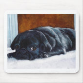 Schwarzer Mops-Welpe Mousepad (Vorne)