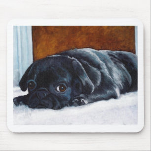 Schwarzer Mops-Welpe Mousepad