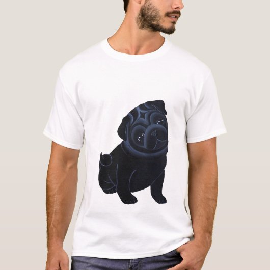 Schwarzer Mops-Welpen-T - Shirt (Vorderseite)