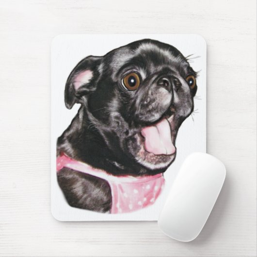 Schwarzer Mops Whassup?! Mousepad (Mit Mouse)