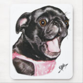 Schwarzer Mops Whassup?! Mousepad (Vorne)