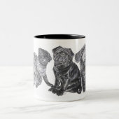 Schwarzer Mops Zweifarbige Tasse (Mittel)