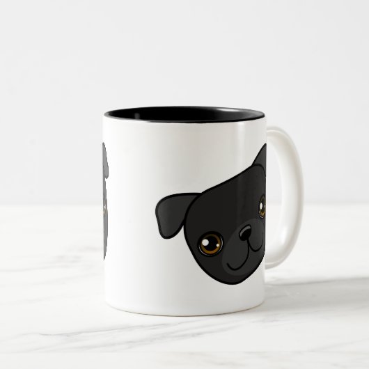 Schwarzer Mops Zweifarbige Tasse (VorderseiteRechts)