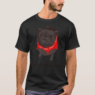 SCHWARZER MOPSHUND mit ROTEM Halstuch, das LIEBE s T-Shirt