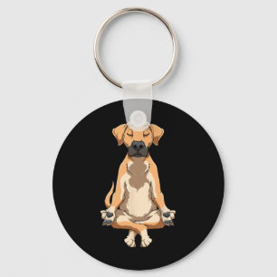 Schwarzer Mund Cur Hund Yoga Lustiger meditierende Schlüsselanhänger