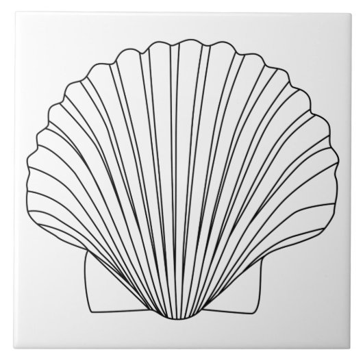 Schwarzer Muschel-Kamm-MuschelSeashell Fliese (Vorderseite)