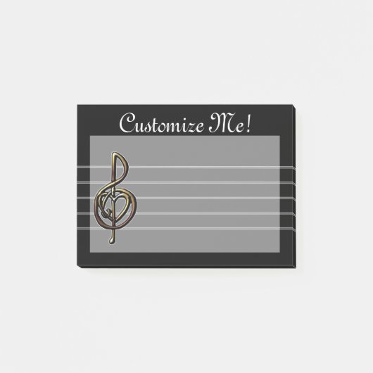 Schwarzer musikalischer dreifacher Clef Post-it Klebezettel (Vorderseite)