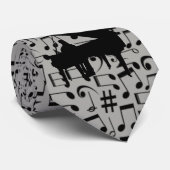SCHWARZER MUSIKNOTEN AUF GREY-PIANO KRAWATTE (Gerollt)
