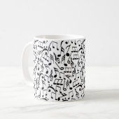 Schwarzer Musiknoten auf weißer personalisierter Kaffeetasse (Vorderseite Links)