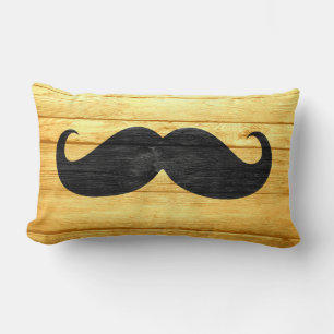 Schwarzer Mustache auf Gelbholz Lendenkissen