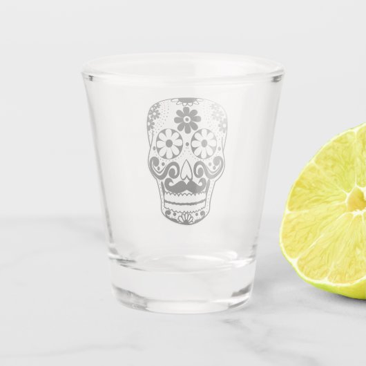 Schwarzer Mustached Sugar Skull Schnapsglas (Rückseite)
