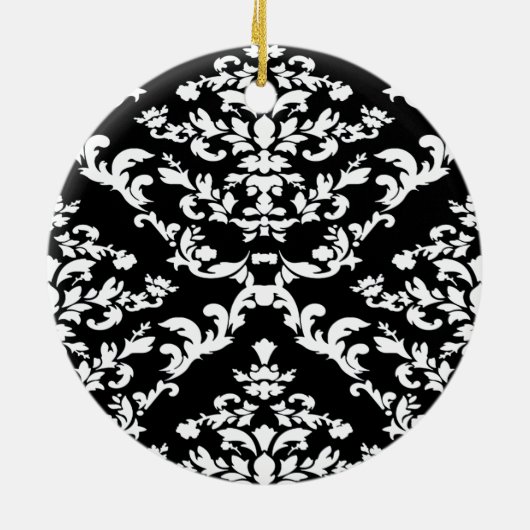 Schwarzer mutiger Damast in Emporiomoffa Keramikornament (Hinten)