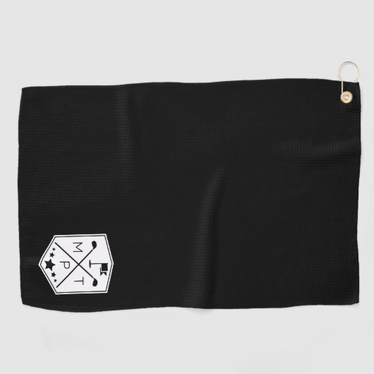 Schwarzer Name der Monogramm Personalisiert Golfhandtuch (Horizontal)