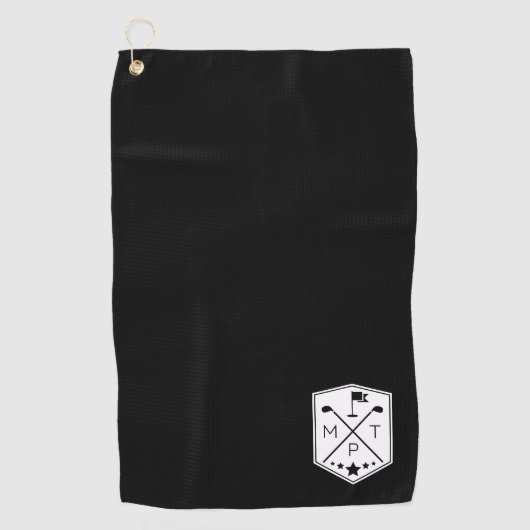 Schwarzer Name der Monogramm Personalisiert Golfhandtuch (Vorderseite)