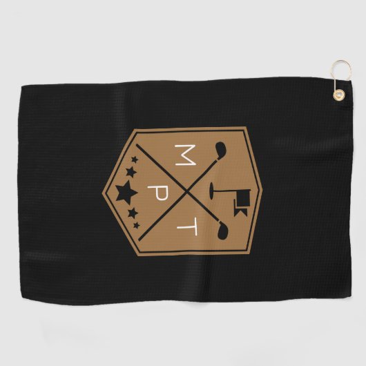 Schwarzer Name Monogram, Personalisiert Golfhandtuch (Horizontal)