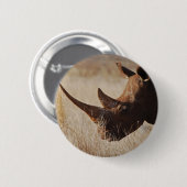 Schwarzer Nashorn mit großen Hörnern Button (Vorne & Hinten)