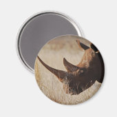 Schwarzer Nashorn mit großen Hörnern Magnet (Vorderseite/Rückseite)