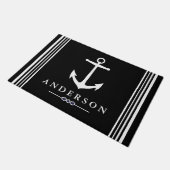 Schwarzer Nautiker Eleganter Weißer Anker | Person Fußmatte (Schrägansicht)