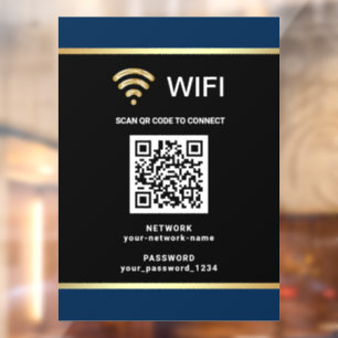 Schwarzer Navy Blau QR Code Wifi-Netzwerk-Passwort Fensteraufkleber