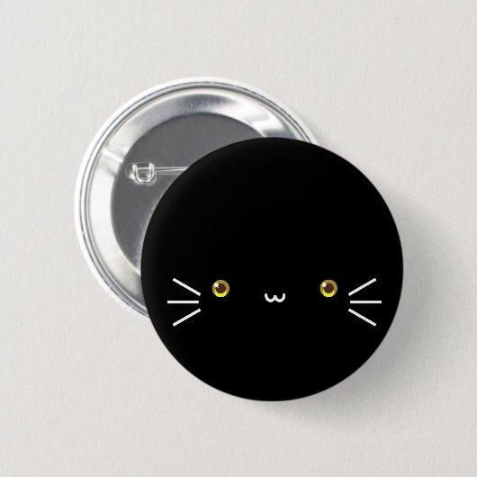 schwarzer neko Knopf Button (Vorne & Hinten)