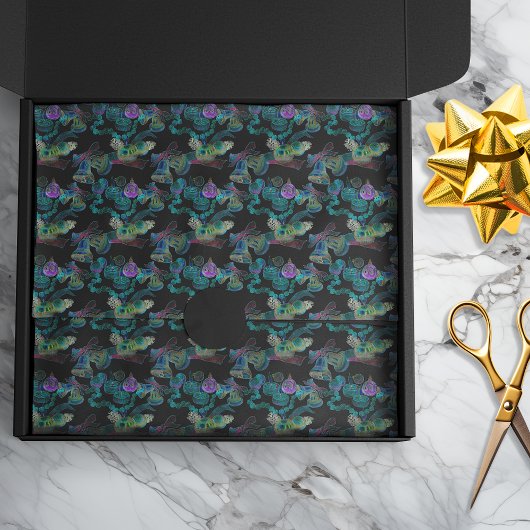 Schwarzer Neon Glow Xmas Kerzenleuchter Ornament Seidenpapier