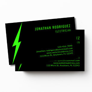 Schwarzer Neon-Grün-Blitz Custom-Elektriker Visitenkarte
