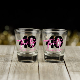Schwarzer Neon Pink 40. Geburtstag Shot Glass Schnapsglas