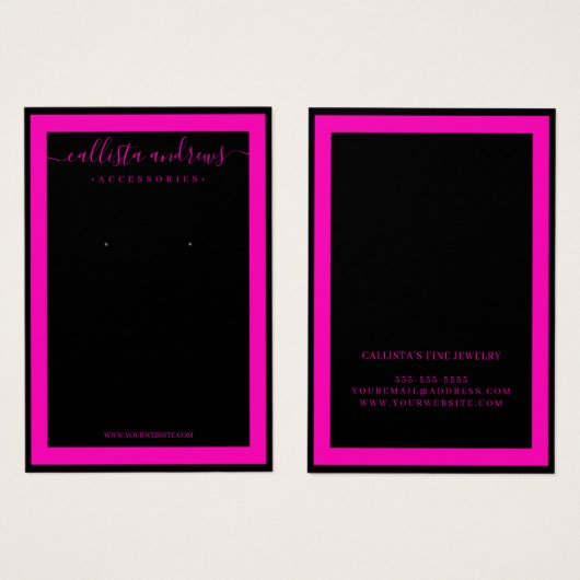 Schwarzer Neon Pink Border Curring Ohrring Display (Vorne & Hinten)