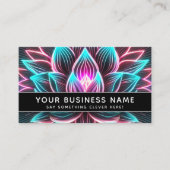 Schwarzer Neon Rosa und Blue Lotus Blume Beruflich Terminkarte (Vorderseite)