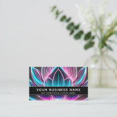 Schwarzer Neon Rosa und Blue Lotus Blume Beruflich Terminkarte (Stehend Vorderseite)
