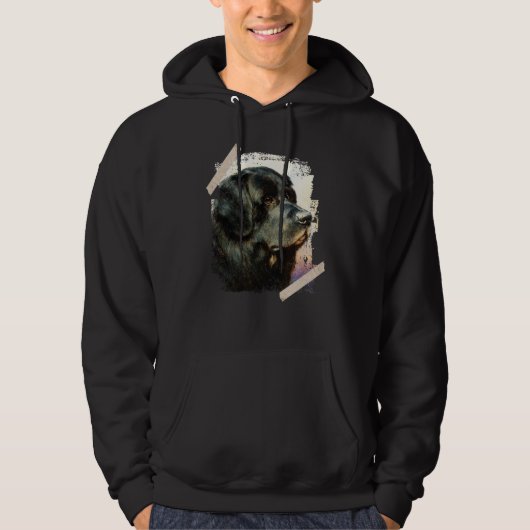Schwarzer Neufundland-Hund - Malerei Hoodie (Vorderseite)