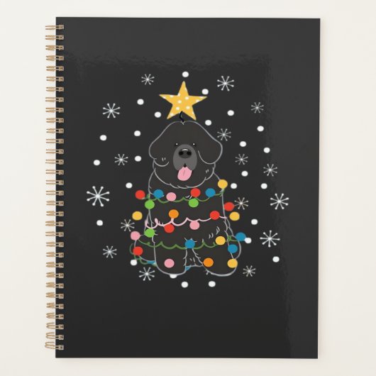 Schwarzer Newfie Neufundländer Hund Weihnachtsbaum Planer (Vorderseite)