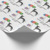 Schwarzer Niedlicher Grauhund - Hund zum Geburtsta Geschenkpapier (Ecke)