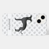 Schwarzer Niedlicher Grauhund mit Individuelle Nam Case-Mate iPhone Hülle (Rückseite (Horizontal))