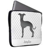 Schwarzer Niedlicher Grauhund mit Individuelle Nam Laptopschutzhülle (Vorne Rechts)