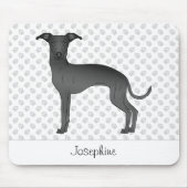 Schwarzer Niedlicher Grauhund mit Individuelle Nam Mousepad (Vorne)