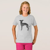 Schwarzer Niedlicher Grauhund T-Shirt (Vorne ganz)