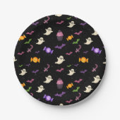 Schwarzer Niedlicher Spaß Magisches Halloween Pappteller (Vorderseite)