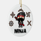 Schwarzer Ninja Junge Keramik Ornament (Rechts)