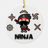 Schwarzer Ninja Junge Keramik Ornament (Vorne)