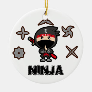 Schwarzer Ninja Junge Keramik Ornament
