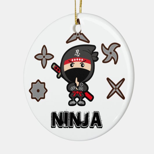 Schwarzer Ninja Junge Keramik Ornament (Links)