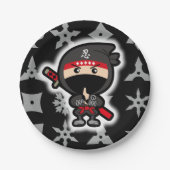 Schwarzer Ninja Junge Pappteller (Vorderseite)