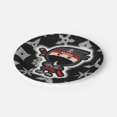 Schwarzer Ninja Junge Pappteller (Schrägansicht)