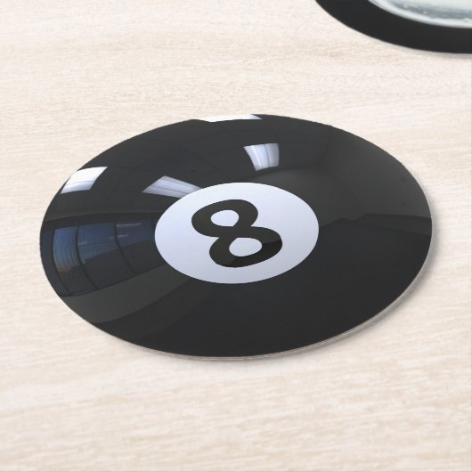 Schwarzer Nr. 8- Billard-Pool-Ball Runder Pappuntersetzer (Angewinkelt)