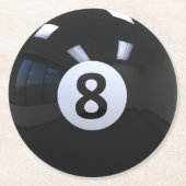 Schwarzer Nr. 8- Billard-Pool-Ball Runder Pappuntersetzer (Vorderseite)